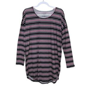 Victoria's Secret Lightweight Sleep Shirt Long Sleeve Multicolor Striped Size M